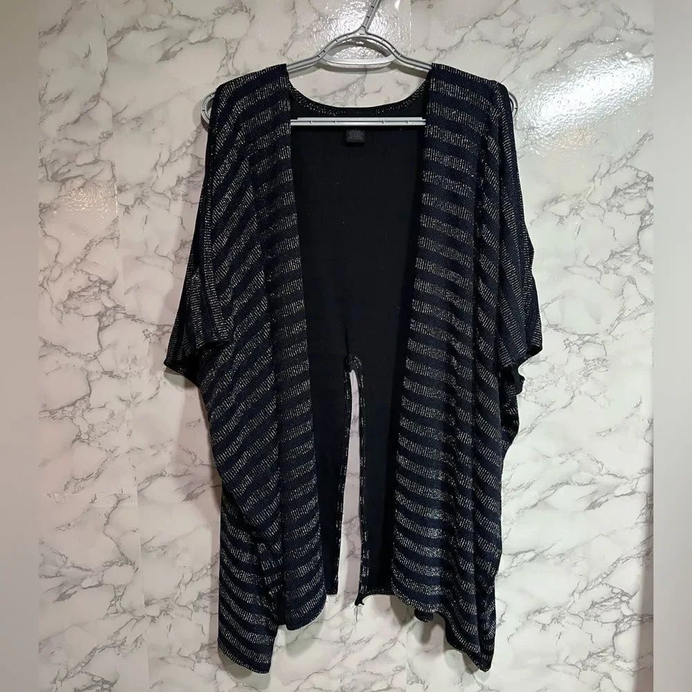 STEVE MADDEN Blue Silver Cold Shoulder Cardigan One Size Fits Most